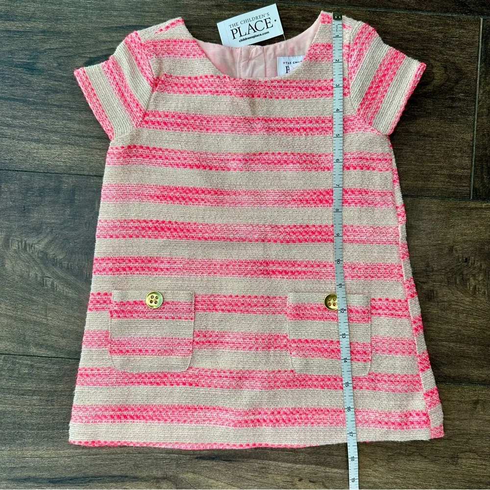 The Children's Place NWT Pink & Gold Metallic Striped Tweed Dress - 18-24 Months